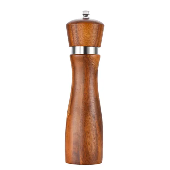 Holz-Pfeffermühle, Gewürzmühle mit einstellbarer Grobheit, Salz- und Pfeffermühlen-Set aus Akazienholz