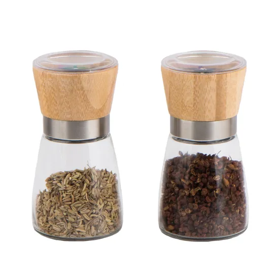 Manuelle Gewürzmühle/Küchenmühle/Salz- und Pfeffermühle/Keramikkernmühle mit Glasflasche für Salz- und Pfeffermühle in der Küche