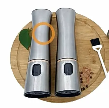 Elektrische Pfeffermühle im neuen Design, batteriebetrieben, verstellbar, Salz- und Pfeffermühle aus Edelstahl