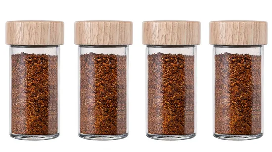 Großhandel Küche Mini Holz Deckel Gewürz Gewürz Pulver Flasche Glas Gewürze Flasche